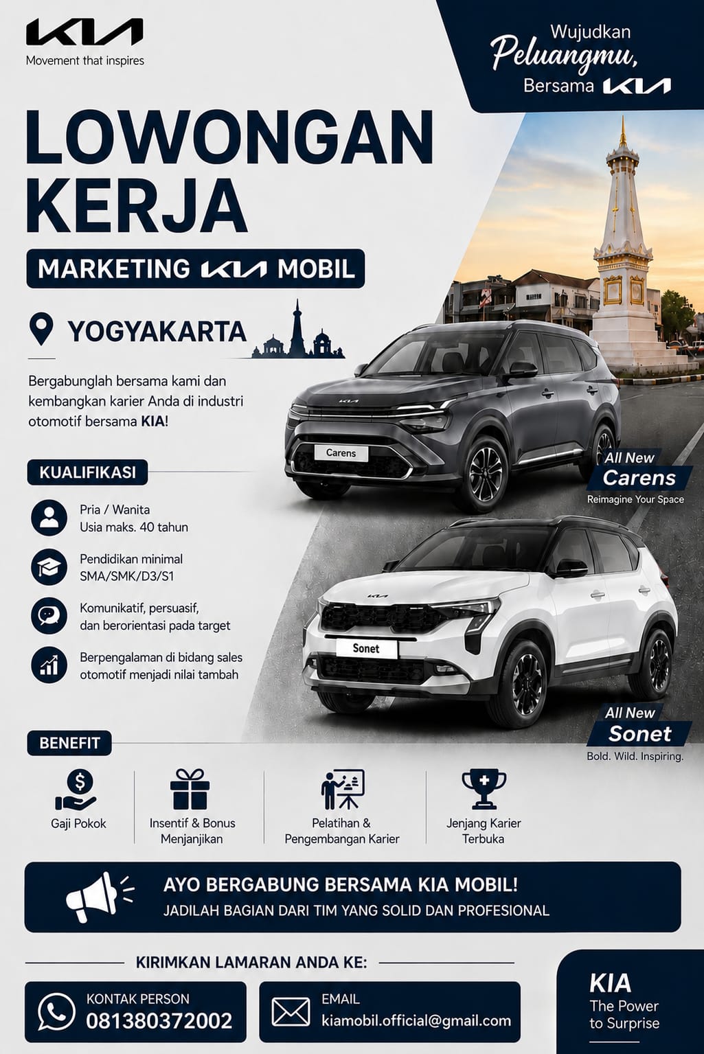 Lowongan Kerja Marketing KIA Mobil Yogyakarta
